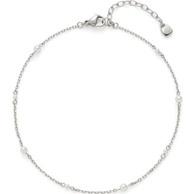 JEWELS BY LEONARDO Fußkette Ciao Navina • Fuss-Kettchen aus silberfarbenem Edelstahl • weiße Perlen reihen sich in regelmäßigen Abständen entlang der zarten Ankerkette • 24-28 cm Länge • 025017 JEWELS BY LEONARDO Fußkette Ciao Navina • Fuss-Kettchen aus silberfarbenem Edelstahl • weiße Perlen reihen sich in regelmäßigen Abständen entlang der zarten Ankerkette • 24-28 cm Länge • 025017