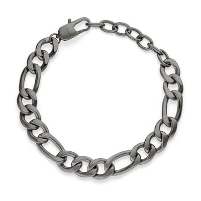 S. Oliver Herren Bracelet Armband aus gebürstetem Edelstahl IP Gun Figaro verstellbar bis 22 cm wasserfest & hautfreundlich S. Oliver Herren Bracelet Armband aus gebürstetem Edelstahl IP Gun Figaro verstellbar bis 22 cm wasserfest & hautfreundlich