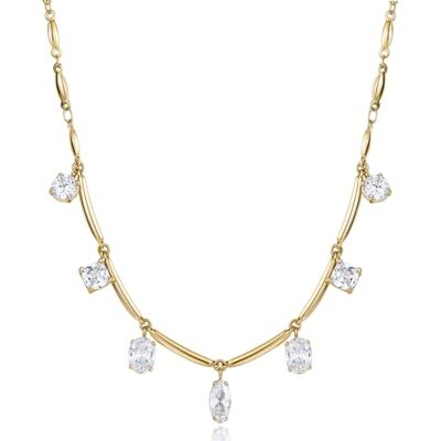 Brosway Damen Halskette AFFINITY aus Edelstahl mit 14K-vergoldeter-PVD-Beschichtung, verziert mit Zirkonia, Länge: 45 cm, BFF181 Brosway Damen Halskette AFFINITY aus Edelstahl mit 14K-vergoldeter-PVD-Beschichtung, verziert mit Zirkonia, Länge: 45 cm, BFF181