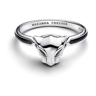 PANDORA Marvel Black Panther Ring aus Sterling Silber mit künstlichem Kristall und Emaille, Größe: 54, 194223C01-54 PANDORA Marvel Black Panther Ring aus Sterling Silber mit künstlichem Kristall und Emaille, Größe: 54, 194223C01-54