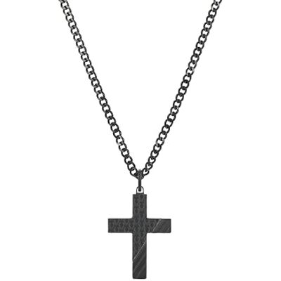 TOM TAILOR Kette mit Anhänger für Herren, Edelstahl, 50+5 cm, schwarz, Kreuz-Anhänger, Geschenkidee, Halsschmuck, Herrenschmuck, 2100637 TOM TAILOR Kette mit Anhänger für Herren, Edelstahl, 50+5 cm, schwarz, Kreuz-Anhänger, Geschenkidee, Halsschmuck, Herrenschmuck, 2100637