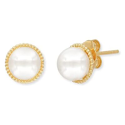 Engelsrufer Damen Ohrstecker Glory of Pearls, 10 mm Muschelkernperlen, vergoldetes Sterling Silber 925, filigraner Perlenkorb, nickelfrei, elegante goldene Perlen Ohrringe für festliche Anlässe Engelsrufer Damen Ohrstecker Glory of Pearls, 10 mm Muschelkernperlen, vergoldetes Sterling Silber 925, filigraner Perlenkorb, nickelfrei, elegante goldene Perlen Ohrringe für festliche Anlässe