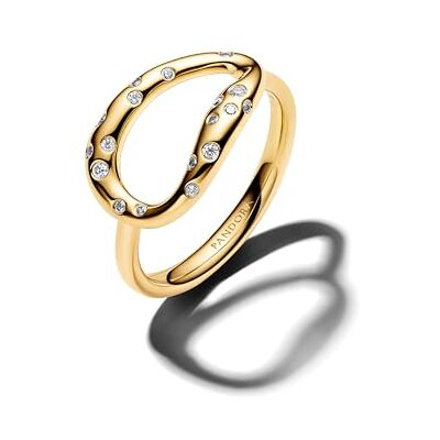 PANDORA Essence Organisch Geformter Steinbesetzter Statement-Ring mit 14K vergoldeter Metalllegierung und Zirkonia, Größe: 54, 164676C01-54 PANDORA Essence Organisch Geformter Steinbesetzter Statement-Ring mit 14K vergoldeter Metalllegierung und Zirkonia, Größe: 54, 164676C01-54