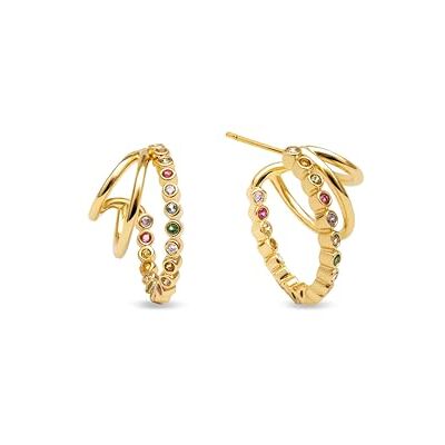 SINGULARU Orbit Creolen. Messing mit 18 Kt Vergoldeter Beschichtung und Zirkonia. Schmuck für Damen. SINGULARU Orbit Creolen. Messing mit 18 Kt Vergoldeter Beschichtung und Zirkonia. Schmuck für Damen.