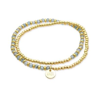 LUXENTER Armband aus blauem Kristall, 18 Karat Gelbgold Zira, Einheitsgröße, Messing, Cristal LUXENTER Armband aus blauem Kristall, 18 Karat Gelbgold Zira, Einheitsgröße, Messing, Cristal