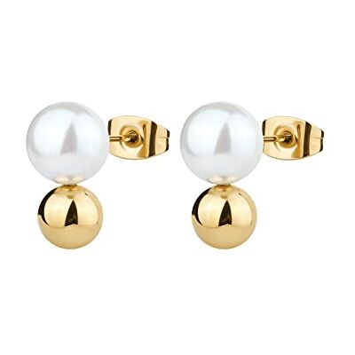 Brosway Ohrringe Perfect für Damen aus Edelstahl und Perle in der Farbe Gold, Länge: 72 mm, BPC23 Brosway Ohrringe Perfect für Damen aus Edelstahl und Perle in der Farbe Gold, Länge: 72 mm, BPC23
