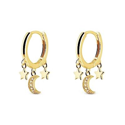 SINGULARU Midnight Sky Ohrringe. Sterlingsilber mit 18 Kt Vergoldeter Beschichtung. Schmuck für Damen. SINGULARU Midnight Sky Ohrringe. Sterlingsilber mit 18 Kt Vergoldeter Beschichtung. Schmuck für Damen.