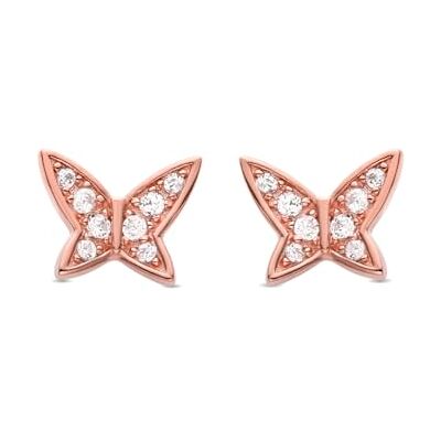 LUXENTER Pendientes Mariposa de Plata de Ley 925 acabado en oro rosa de 18K LUXENTER Pendientes Mariposa de Plata de Ley 925 acabado en oro rosa de 18K