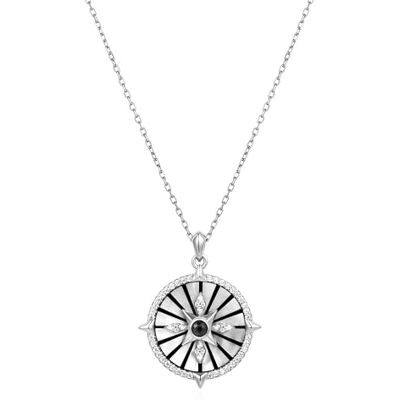 Ania Haie Damen Halskette DUSK DIVAS Astrolabe aus 925 Sterling Silber, Anhänger besetzt mit 56 Zirkonia, schwarzem Achat und Perlmutt, Länge: 48 cm + 5 cm Verlängerung, inkl. Geschenkverpackung Ania Haie Damen Halskette DUSK DIVAS Astrolabe aus 925 Sterling Silber, Anhänger besetzt mit 56 Zirkonia, schwarzem Achat und Perlmutt, Länge: 48 cm + 5 cm Verlängerung, inkl. Geschenkverpackung