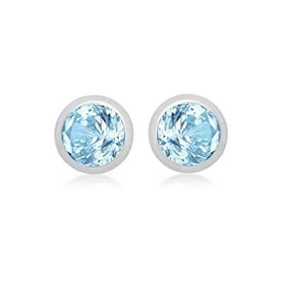 Amazon Ohrstecker aus Sterlingsilber, aquamarinblauer Zirkonia, Geburtsstein März Amazon Ohrstecker aus Sterlingsilber, aquamarinblauer Zirkonia, Geburtsstein März
