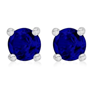 Amazon Ohrstecker aus rhodiniertem Sterlingsilber, Saphir-Glasstein, Geburtsstein September Amazon Ohrstecker aus rhodiniertem Sterlingsilber, Saphir-Glasstein, Geburtsstein September