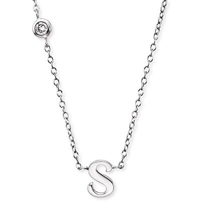Engelsrufer Damen Halskette aus Sterling Silber mit Anhänger Buchstabe S besetzt mit einem Zirkonia Stein in zwei Längen verstellbar Länge: 44cm Engelsrufer Damen Halskette aus Sterling Silber mit Anhänger Buchstabe S besetzt mit einem Zirkonia Stein in zwei Längen verstellbar Länge: 44cm