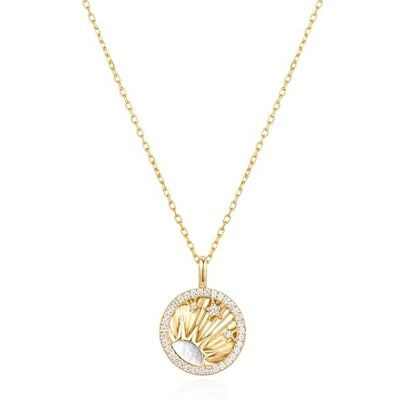 Ania Haie Damen Halskette SUNSHINE CHASER Shiny Sun Star aus 925 Sterling Silber 14k vergoldet, verziert mit 49 Zirkonia und Perlmutt, Länge: 45 cm + 5 cm Verlängerung, inkl. Geschenkverpackung Ania Haie Damen Halskette SUNSHINE CHASER Shiny Sun Star aus 925 Sterling Silber 14k vergoldet, verziert mit 49 Zirkonia und Perlmutt, Länge: 45 cm + 5 cm Verlängerung, inkl. Geschenkverpackung