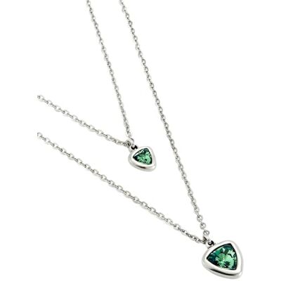 Uno de 50 Halskette Anhänger mit Doppelkette aus Metalllegierung versilbert mit Sterlingsilber Dreieck aus grünem Glas handgefertigter Schmuck Hergestellt in Spanien, Einheitsgröße, Uno de 50 Halskette Anhänger mit Doppelkette aus Metalllegierung versilbert mit Sterlingsilber Dreieck aus grünem Glas handgefertigter Schmuck Hergestellt in Spanien, Einheitsgröße,