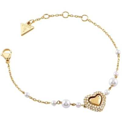Guess Armband Beloved Heart & Pearls Chain Bracelet Yellow Gold goldfarben Guess Armband Beloved Heart & Pearls Chain Bracelet Yellow Gold goldfarben