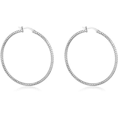 Amazon Creolen aus rhodiniertem Sterlingsilber, Diamantschliff Amazon Creolen aus rhodiniertem Sterlingsilber, Diamantschliff