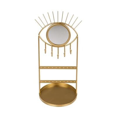 Avilia Schmuckständer mit Haken für Halsketten und Armbänder – Schmuckschatulle mit Spiegel und Löchern für Ohrringe, mit Auge, Metall, 29 x 12,5 cm, Gold Avilia Schmuckständer mit Haken für Halsketten und Armbänder – Schmuckschatulle mit Spiegel und Löchern für Ohrringe, mit Auge, Metall, 29 x 12,5 cm, Gold