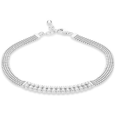 Amazon Kastenketten-Armband aus rhodiniertem Sterlingsilber mit Zirkonia, verstellbar, 18–20 cm Amazon Kastenketten-Armband aus rhodiniertem Sterlingsilber mit Zirkonia, verstellbar, 18–20 cm