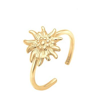 Elli Ring Damen Edelweiss Trachten Verstellbar in 925 Sterling Silber vergoldet Elli Ring Damen Edelweiss Trachten Verstellbar in 925 Sterling Silber vergoldet