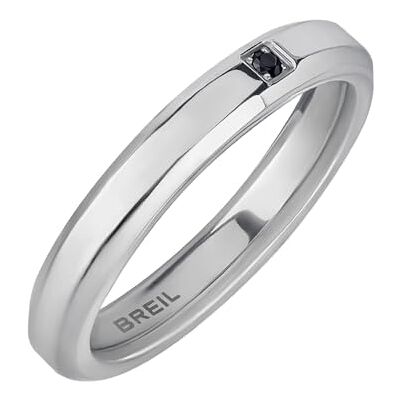 Breil , Herrenring Y Collection, Edelstahlring für Herren mit Glänzender Oberfläche und Schwarzem Kristall, Ring für Herren mit Einfachem und Minimalistischem Design Breil , Herrenring Y Collection, Edelstahlring für Herren mit Glänzender Oberfläche und Schwarzem Kristall, Ring für Herren mit Einfachem und Minimalistischem Design