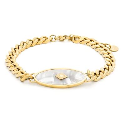 LUXENTER Anleh Armband aus weißem Perlmutt, 18 Karat Gelbgold, Einheitsgröße, Messing, Perlmutt LUXENTER Anleh Armband aus weißem Perlmutt, 18 Karat Gelbgold, Einheitsgröße, Messing, Perlmutt
