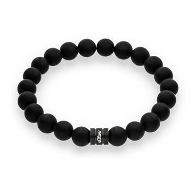 S. Oliver Herren Bracelet Armband in Beadsoptik IP Schwarz Textilband verstellbar bis 22 cm wasserfest & hautfreundlich S. Oliver Herren Bracelet Armband in Beadsoptik IP Schwarz Textilband verstellbar bis 22 cm wasserfest & hautfreundlich