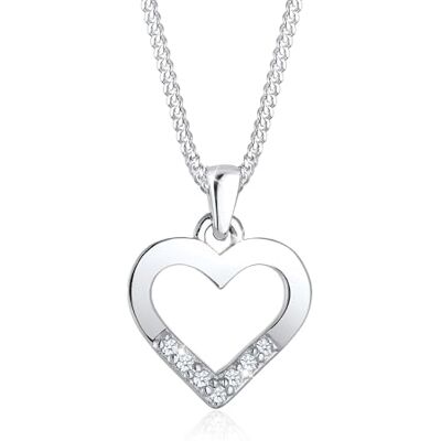 DIAMORE Elli DIAMONDS Halskette Damen Herz Cut-Out Anhänger Liebe elegant mit Diamant (0.035 ct.) in 925 Sterling Silber DIAMORE Elli DIAMONDS Halskette Damen Herz Cut-Out Anhänger Liebe elegant mit Diamant (0.035 ct.) in 925 Sterling Silber