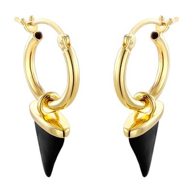 Duran Exquse Durán Exquse Ohrringe AM, Creolen und Onyx in Form eines Horns, Gelbgold, Mediano, Sterling Silber, Onyx, mediano, Sterling Silber, Onyx Duran Exquse Durán Exquse Ohrringe AM, Creolen und Onyx in Form eines Horns, Gelbgold, Mediano, Sterling Silber, Onyx, mediano, Sterling Silber, Onyx