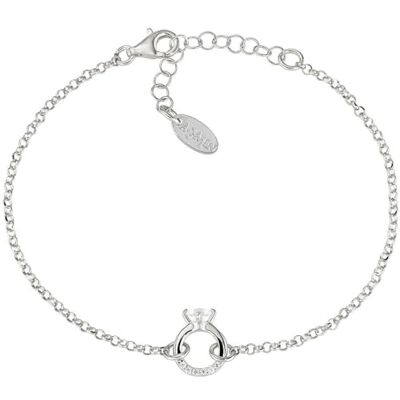 Amen Armband aus 925er Silber, Kollektion Valentinstag 2024, mit weißen Zirkonia, Farbe Rhodium 16+3 cm, Charm, Durchmesser 1 cm, Sterling Silber Amen Armband aus 925er Silber, Kollektion Valentinstag 2024, mit weißen Zirkonia, Farbe Rhodium 16+3 cm, Charm, Durchmesser 1 cm, Sterling Silber