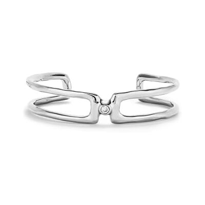 Uno de 50 Doppeltes versilbertes Armband mit weißem Topas, Mediano, Silber, Kein Edelstein Uno de 50 Doppeltes versilbertes Armband mit weißem Topas, Mediano, Silber, Kein Edelstein