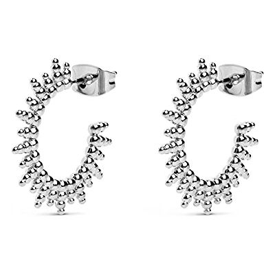 SINGULARU Pebbles Sun Ohrringe. Messing mit Rhodium-Beschichtung. Schmuck für Damen. SINGULARU Pebbles Sun Ohrringe. Messing mit Rhodium-Beschichtung. Schmuck für Damen.