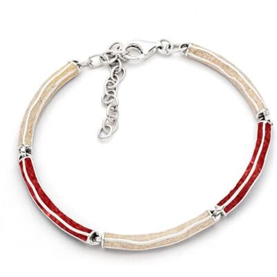 DUR-Schmuck Damen Armband Wellenspiel mit Strandsand & Koralle – rhodiniertes 925er Silber – handgefertigt – 16,5 cm + 4 cm Verlängerung – eleganter Schmuck, A1843 DUR-Schmuck Damen Armband Wellenspiel mit Strandsand & Koralle – rhodiniertes 925er Silber – handgefertigt – 16,5 cm + 4 cm Verlängerung – eleganter Schmuck, A1843
