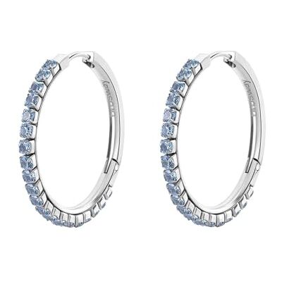 Brosway DESIDERI Ohrhänger für Damen aus Edelstahl mit Zirkonia in der Farbe Blau, Durchmesser: 30 mm, BEIE019 Brosway DESIDERI Ohrhänger für Damen aus Edelstahl mit Zirkonia in der Farbe Blau, Durchmesser: 30 mm, BEIE019