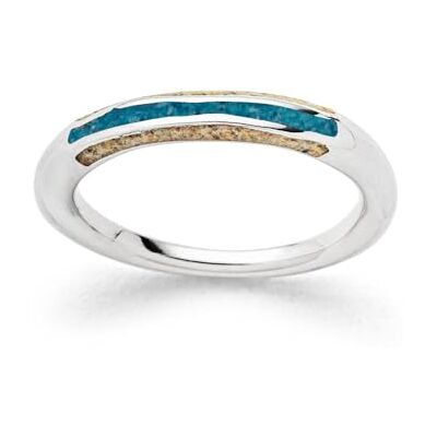 DUR Ring Wellenspiel aus 925 Sterling Silber mit Kyanit Steinsand und Strandsand veredelt in der Farbe Silber/Blau/Beige, Größe: 58, R5984.58 DUR Ring Wellenspiel aus 925 Sterling Silber mit Kyanit Steinsand und Strandsand veredelt in der Farbe Silber/Blau/Beige, Größe: 58, R5984.58