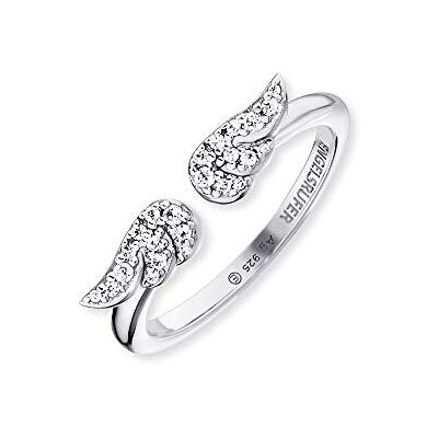 Engelsrufer Damen-Ring aus 925 Sterling Silber mit Engelsflügeln und Zirkonia, Größenverstellbar, ERR-LILWING-ZI Engelsrufer Damen-Ring aus 925 Sterling Silber mit Engelsflügeln und Zirkonia, Größenverstellbar, ERR-LILWING-ZI