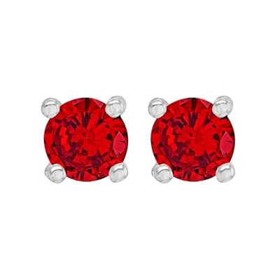 Amazon Ohrstecker aus rhodiniertem Sterlingsilber, Rubin-Glasstein, Geburtsstein Juli Amazon Ohrstecker aus rhodiniertem Sterlingsilber, Rubin-Glasstein, Geburtsstein Juli
