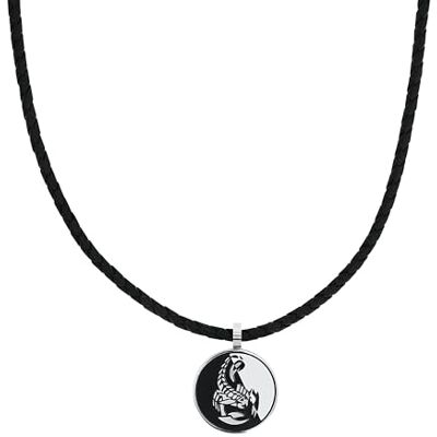 Amor Scorpions by Kette mit Anhänger Edelstahl Leder Unisex Damen Herren Halsschmuck, 45+5 cm, Silber, Skorpion, Kommt in Schmuck Geschenk Box, 2040510 Amor Scorpions by Kette mit Anhänger Edelstahl Leder Unisex Damen Herren Halsschmuck, 45+5 cm, Silber, Skorpion, Kommt in Schmuck Geschenk Box, 2040510