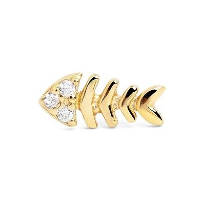 SINGULARU Einzelner Ohrring Fishbone Spark. Sterlingsilber mit 18 kt Goldbeschichtung. Schmuck für Damen. SINGULARU Einzelner Ohrring Fishbone Spark. Sterlingsilber mit 18 kt Goldbeschichtung. Schmuck für Damen.