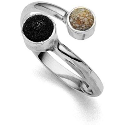 DUR-Schmuck DUR Boje Damen Ring aus 925 Sterling Silber mit Lavasand und Strandsand veredelt, Größe: 52, Silber/Schwarz/Beige, R486352 DUR-Schmuck DUR Boje Damen Ring aus 925 Sterling Silber mit Lavasand und Strandsand veredelt, Größe: 52, Silber/Schwarz/Beige, R486352
