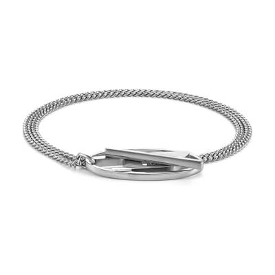 Diesel Herren-Armband aus Edelstahl mit Knebelverschluss, Helles Silber Diesel Herren-Armband aus Edelstahl mit Knebelverschluss, Helles Silber