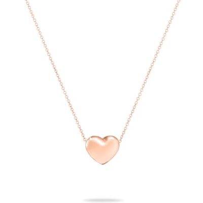 Echtzeit Halskette Puffy Heart 45 cm, roségold verstellbare Kette aus Edelstahl mit romantischem Herzanhänger 14K vergoldet wasserfest & hautfreundlich Echtzeit Halskette Puffy Heart 45 cm, roségold verstellbare Kette aus Edelstahl mit romantischem Herzanhänger 14K vergoldet wasserfest & hautfreundlich