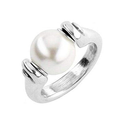 Uno de 50 Ring aus Metall, beschichtet mit Sterlingsilber und synthetischer Perle. Uno de 50 Ring aus Metall, beschichtet mit Sterlingsilber und synthetischer Perle.