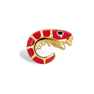 SINGULARU Einzelner Ohrring Prawn Enamel. Messing mit 18 kt Goldbeschichtung und Emaille. Schmuck für Damen. SINGULARU Einzelner Ohrring Prawn Enamel. Messing mit 18 kt Goldbeschichtung und Emaille. Schmuck für Damen.