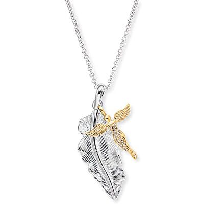 Engelsrufer 925 Silber Damen-Kette mit Anhänger Silberne Feder und Engel, ERN-FEDER-ANGEL-BIG Engelsrufer 925 Silber Damen-Kette mit Anhänger Silberne Feder und Engel, ERN-FEDER-ANGEL-BIG