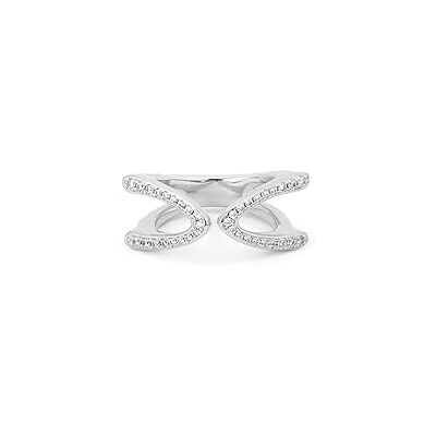 Uno de 50 Ring aus Metalllegierung aus Sterlingsilber mit offener Halbellipsenform und Topasen Uno de 50 Ring aus Metalllegierung aus Sterlingsilber mit offener Halbellipsenform und Topasen