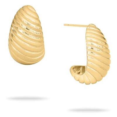 Echtzeit Creole The Organic Drop 2,2 cm, gold tropfenförmige Edelstahl-Ohrringe mit feinen Linien & 14 Karat Vergoldung wasserfester & hautfreundlicher Schmuck für Damen Echtzeit Creole The Organic Drop 2,2 cm, gold tropfenförmige Edelstahl-Ohrringe mit feinen Linien & 14 Karat Vergoldung wasserfester & hautfreundlicher Schmuck für Damen