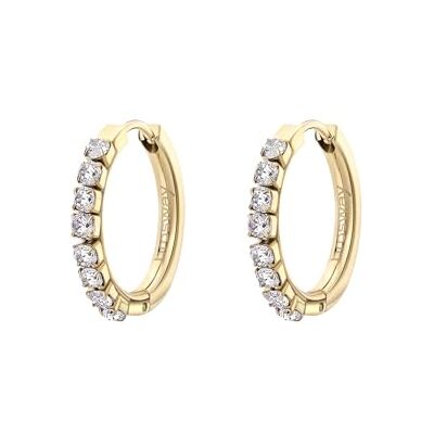 Brosway Desideri Creolen für Damen aus Edelstahl mit 14K-vergoldeter-PVD-Beschichtung mit Zirkonia, Größe: 2 cm, BEIE013 Brosway Desideri Creolen für Damen aus Edelstahl mit 14K-vergoldeter-PVD-Beschichtung mit Zirkonia, Größe: 2 cm, BEIE013