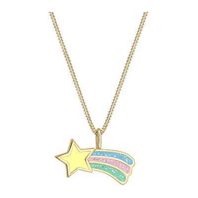 Elli Halskette Silber 925 Vergoldet 24K Sternschnuppen Kette Kinder Emaille Schmuck Geschenke für Mädchen Halsschmuck Taufe Freundin, Glitzer Silberkette Länge 36 cm Elli Halskette Silber 925 Vergoldet 24K Sternschnuppen Kette Kinder Emaille Schmuck Geschenke für Mädchen Halsschmuck Taufe Freundin, Glitzer Silberkette Länge 36 cm