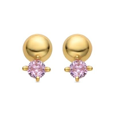 LUXENTER Pendientes Sako de Plata de Ley 925 y Circonita Rosa acabados en oro amarillo de 18k. LUXENTER Pendientes Sako de Plata de Ley 925 y Circonita Rosa acabados en oro amarillo de 18k.
