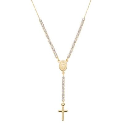 Amen Schmuck, Halskette mit Kreuz und Medaille, Taglia Unica, Sterlingsilber, Zirkonia Amen Schmuck, Halskette mit Kreuz und Medaille, Taglia Unica, Sterlingsilber, Zirkonia